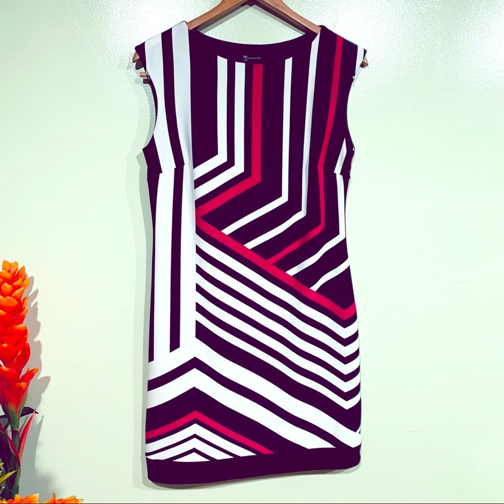 ND New Directions Stripe Black Pink White Dress